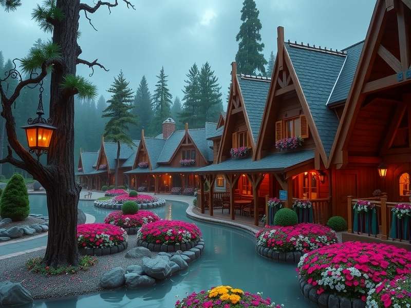 Architectural comparison between Disney's Wilderness Lodge and a scene from Wilderness Action game