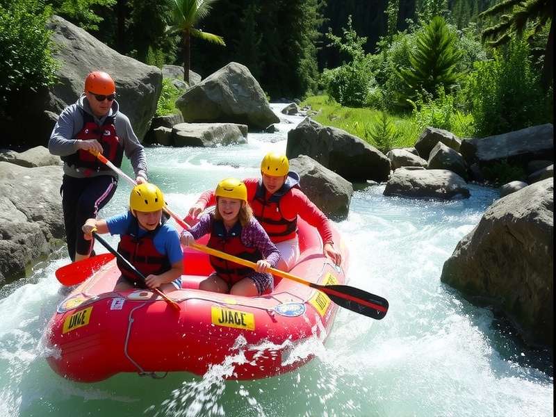 White water rafting in Indian river with adventurous team