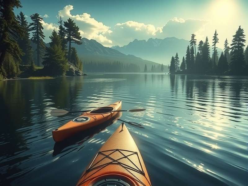 A Wilderness Systems kayak navigating a serene river at sunrise