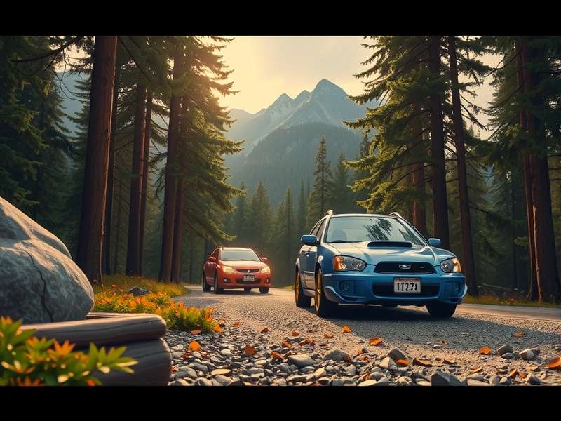 Subaru Wilderness vehicle tackling steep rocky terrain in a game-like environment