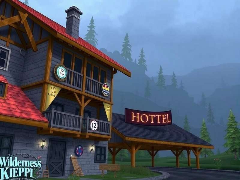 Strategic overview map of Wilderness Hotel Kieppi showing key buildings, loot spawns, and vehicle locations in Wilderness Action game
