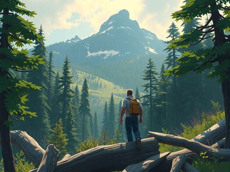 Screenshot from Man In The Wilderness game showing a character hiding in dense forest with a crafted bow