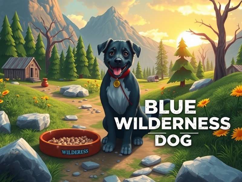 Blue Wilderness Dog Food bag with a healthy dog