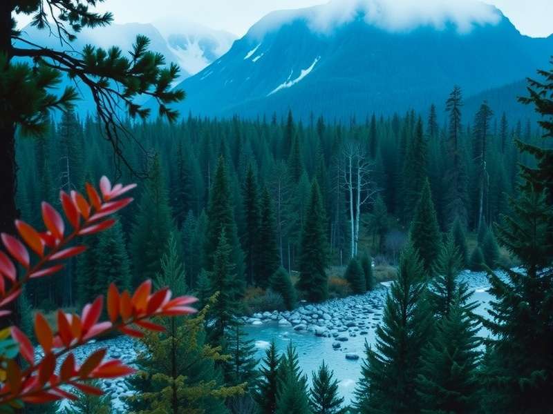 Misty wilderness in the Smoky Mountains with dense forest and fog