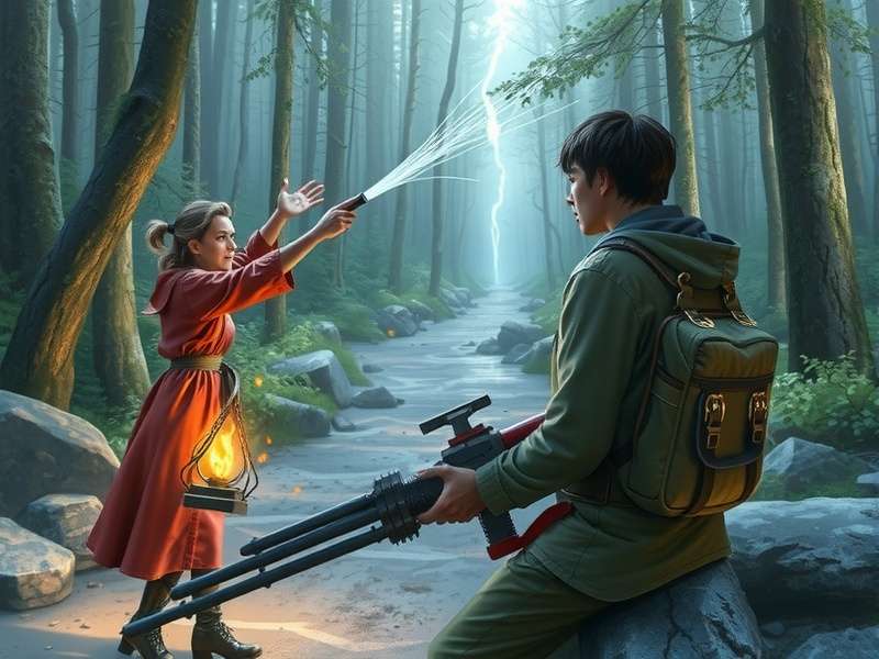 Wilderness Action player navigating a dense forest during a Resource Surge event