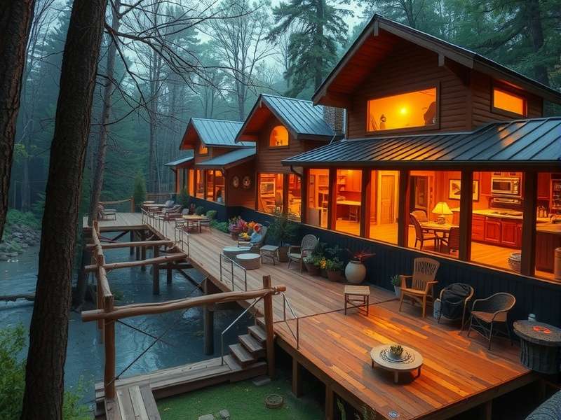 Wilderness landscape of Wisconsin Dells with dense forest and river
