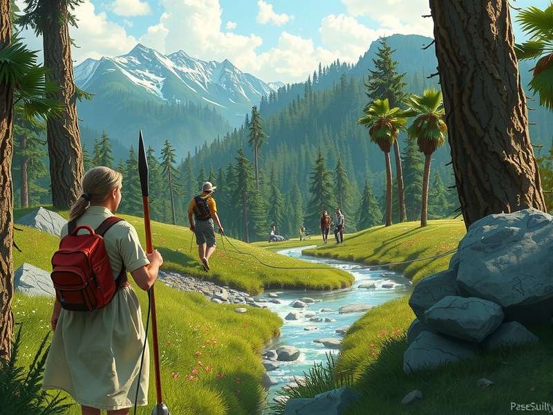 Athlete navigating a challenging rope obstacle in a dense forest agility course