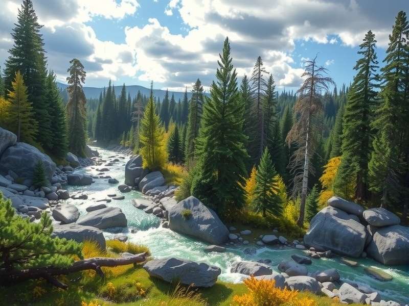 Dense forest landscape of Michigan's Rock River Wilderness area with sunlight filtering through trees