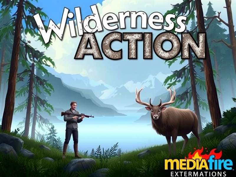 Wilderness Action game hero image showing survival shooting action in Indian wilderness