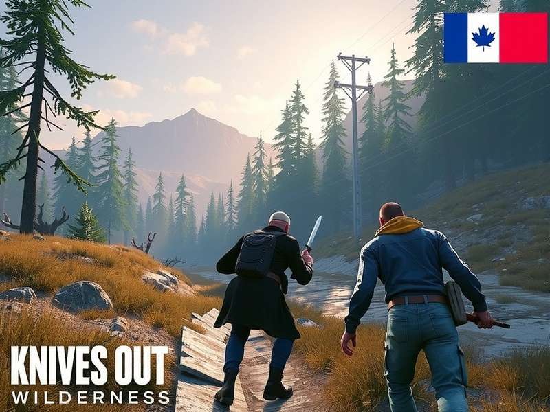 Knives Out Wilderness Action 2021 gameplay screenshot showing dense forest and player with knife